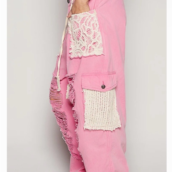 POL Distressed Cargo Joggers with Lace Accents - Picture 2 of 2